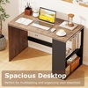 image:imageGiantex Small Desk with Bookshelf 44 Inch Modern Computer Desk for Small Spaces Laptop PC Desk Vanity Table for Bedroom Study Writing Desk for Home Office WhiteNaturalBlackrustic Brown