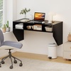 image:imageGiantex WallMounted Computer Desk Floating Laptop Desk with 3 Storage Compartments SpaceSaving Home Office Workstation Vanity Table for Bedroom Study Living Room BlackBlack