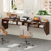 image:imageGiantex WallMounted Computer Desk Floating Laptop Desk with 3 Storage Compartments SpaceSaving Home Office Workstation Vanity Table for Bedroom Study Living Room BlackRustic Brown