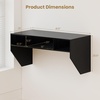 image:imageGiantex WallMounted Computer Desk Floating Laptop Desk with 3 Storage Compartments SpaceSaving Home Office Workstation Vanity Table for Bedroom Study Living Room BlackBlack