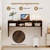 image:imageGiantex WallMounted Computer Desk Floating Laptop Desk with 3 Storage Compartments SpaceSaving Home Office Workstation Vanity Table for Bedroom Study Living Room BlackRustic Brown
