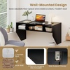 image:imageGiantex WallMounted Computer Desk Floating Laptop Desk with 3 Storage Compartments SpaceSaving Home Office Workstation Vanity Table for Bedroom Study Living Room BlackBlack