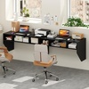 image:imageGiantex WallMounted Computer Desk Floating Laptop Desk with 3 Storage Compartments SpaceSaving Home Office Workstation Vanity Table for Bedroom Study Living Room BlackBlack