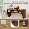 image:imageGiantex WallMounted Computer Desk Floating Laptop Desk with 3 Storage Compartments SpaceSaving Home Office Workstation Vanity Table for Bedroom Study Living Room BlackRustic Brown