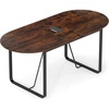 image:imageGiantex 71 Conference Table Large Oval Meeting Table with Cable Management Grommet Sturdy Metal Legs Industrial Business Training Seminar Desk for Office Conference Room Boardroom