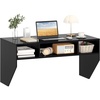 image:imageGiantex WallMounted Computer Desk Floating Laptop Desk with 3 Storage Compartments SpaceSaving Home Office Workstation Vanity Table for Bedroom Study Living Room BlackBlack