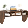 image:imageGiantex WallMounted Computer Desk Floating Laptop Desk with 3 Storage Compartments SpaceSaving Home Office Workstation Vanity Table for Bedroom Study Living Room BlackRustic Brown