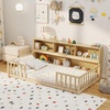 image:imageGiantex Twin Floor Bed with Fence for Kids Wooden Montessori Bed Frame with Lockable Door amp Guardrails Low Floor Beds for Kids Boys Girls No Box Spring Needed Without Wood Slats Mint SkyNatural