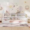 image:imageGiantex Twin Floor Bed with Fence for Kids Wooden Montessori Bed Frame with Lockable Door amp Guardrails Low Floor Beds for Kids Boys Girls No Box Spring Needed Without Wood Slats Mint SkyWhite