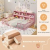 image:imageGiantex Twin Floor Bed with Fence for Kids Wooden Montessori Bed Frame with Lockable Door amp Guardrails Low Floor Beds for Kids Boys Girls No Box Spring Needed Without Wood Slats Mint SkyPink