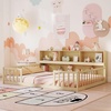 image:imageGiantex Twin Floor Bed with Fence for Kids Wooden Montessori Bed Frame with Lockable Door amp Guardrails Low Floor Beds for Kids Boys Girls No Box Spring Needed Without Wood Slats Mint SkyNatural