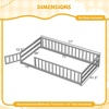 image:imageGiantex Twin Floor Bed with Fence for Kids Wooden Montessori Bed Frame with Lockable Door amp Guardrails Low Floor Beds for Kids Boys Girls No Box Spring Needed Without Wood Slats Mint SkyGrey