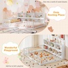 image:imageGiantex Twin Floor Bed with Fence for Kids Wooden Montessori Bed Frame with Lockable Door amp Guardrails Low Floor Beds for Kids Boys Girls No Box Spring Needed Without Wood Slats Mint SkyWhite
