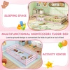image:imageGiantex Twin Floor Bed with Fence for Kids Wooden Montessori Bed Frame with Lockable Door amp Guardrails Low Floor Beds for Kids Boys Girls No Box Spring Needed Without Wood Slats Mint SkyPink