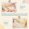 image:imageGiantex Twin Floor Bed with Fence for Kids Wooden Montessori Bed Frame with Lockable Door amp Guardrails Low Floor Beds for Kids Boys Girls No Box Spring Needed Without Wood Slats Mint SkyWhite