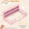 image:imageGiantex Twin Floor Bed with Fence for Kids Wooden Montessori Bed Frame with Lockable Door amp Guardrails Low Floor Beds for Kids Boys Girls No Box Spring Needed Without Wood Slats Mint SkyPink