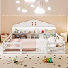 image:imageGiantex Twin Floor Bed with Fence for Kids Wooden Montessori Bed Frame with Lockable Door amp Guardrails Low Floor Beds for Kids Boys Girls No Box Spring Needed Without Wood Slats Mint SkyWhite