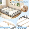 image:imageGiantex Twin Floor Bed with Fence for Kids Wooden Montessori Bed Frame with Lockable Door amp Guardrails Low Floor Beds for Kids Boys Girls No Box Spring Needed Without Wood Slats Mint SkyGrey