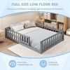 image:imageGiantex Twin Floor Bed with Fence for Kids Wooden Montessori Bed Frame with Lockable Door amp Guardrails Low Floor Beds for Kids Boys Girls No Box Spring Needed Without Wood Slats Mint SkyGrey