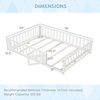 image:imageGiantex Twin Floor Bed with Fence for Kids Wooden Montessori Bed Frame with Lockable Door amp Guardrails Low Floor Beds for Kids Boys Girls No Box Spring Needed Without Wood Slats Mint SkyWhite