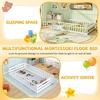 image:imageGiantex Twin Floor Bed with Fence for Kids Wooden Montessori Bed Frame with Lockable Door amp Guardrails Low Floor Beds for Kids Boys Girls No Box Spring Needed Without Wood Slats Mint SkyWhite