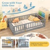 image:imageGiantex Twin Floor Bed with Fence for Kids Wooden Montessori Bed Frame with Lockable Door amp Guardrails Low Floor Beds for Kids Boys Girls No Box Spring Needed Without Wood Slats Mint SkyGrey