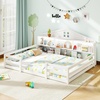 image:imageGiantex Twin Floor Bed with Fence for Kids Wooden Montessori Bed Frame with Lockable Door amp Guardrails Low Floor Beds for Kids Boys Girls No Box Spring Needed Without Wood Slats Mint SkyWhite