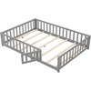 image:imageGiantex Twin Floor Bed with Fence for Kids Wooden Montessori Bed Frame with Lockable Door amp Guardrails Low Floor Beds for Kids Boys Girls No Box Spring Needed Without Wood Slats Mint SkyGrey