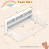 image:imageGiantex Twin Floor Bed with Fence for Kids Wooden Montessori Bed Frame with Lockable Door amp Guardrails Low Floor Beds for Kids Boys Girls No Box Spring Needed Without Wood Slats Mint SkyWhite