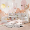 image:imageGiantex Twin Floor Bed with Fence for Kids Wooden Montessori Bed Frame with Lockable Door amp Guardrails Low Floor Beds for Kids Boys Girls No Box Spring Needed Without Wood Slats Mint SkyWhite