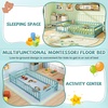 image:imageGiantex Twin Floor Bed with Fence for Kids Wooden Montessori Bed Frame with Lockable Door amp Guardrails Low Floor Beds for Kids Boys Girls No Box Spring Needed Without Wood Slats Mint SkyIcy Aqua