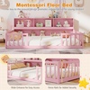 image:imageGiantex Twin Floor Bed with Fence for Kids Wooden Montessori Bed Frame with Lockable Door amp Guardrails Low Floor Beds for Kids Boys Girls No Box Spring Needed Without Wood Slats Mint SkyPink