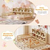 image:imageGiantex Twin Floor Bed with Fence for Kids Wooden Montessori Bed Frame with Lockable Door amp Guardrails Low Floor Beds for Kids Boys Girls No Box Spring Needed Without Wood Slats Mint SkyNatural