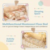 image:imageGiantex Twin Floor Bed with Fence for Kids Wooden Montessori Bed Frame with Lockable Door amp Guardrails Low Floor Beds for Kids Boys Girls No Box Spring Needed Without Wood Slats Mint SkyNatural