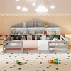 image:imageGiantex Twin Floor Bed with Fence for Kids Wooden Montessori Bed Frame with Lockable Door amp Guardrails Low Floor Beds for Kids Boys Girls No Box Spring Needed Without Wood Slats Mint SkyGrey