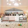image:imageGiantex Twin Floor Bed with Fence for Kids Wooden Montessori Bed Frame with Lockable Door amp Guardrails Low Floor Beds for Kids Boys Girls No Box Spring Needed Without Wood Slats Mint SkyGrey