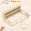 image:imageGiantex Twin Floor Bed with Fence for Kids Wooden Montessori Bed Frame with Lockable Door amp Guardrails Low Floor Beds for Kids Boys Girls No Box Spring Needed Without Wood Slats Mint SkyNatural