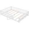image:imageGiantex Twin Floor Bed with Fence for Kids Wooden Montessori Bed Frame with Lockable Door amp Guardrails Low Floor Beds for Kids Boys Girls No Box Spring Needed Without Wood Slats Mint SkyWhite