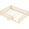 image:imageGiantex Twin Floor Bed with Fence for Kids Wooden Montessori Bed Frame with Lockable Door amp Guardrails Low Floor Beds for Kids Boys Girls No Box Spring Needed Without Wood Slats Mint SkyNatural