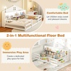 image:imageGiantex Twin Floor Bed with Fence for Kids Wooden Montessori Bed Frame with Lockable Door amp Guardrails Low Floor Beds for Kids Boys Girls No Box Spring Needed Without Wood Slats Mint SkyWhite