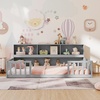 image:imageGiantex Twin Floor Bed with Fence for Kids Wooden Montessori Bed Frame with Lockable Door amp Guardrails Low Floor Beds for Kids Boys Girls No Box Spring Needed Without Wood Slats Mint SkyGrey