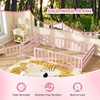 image:imageGiantex Twin Floor Bed with Fence for Kids Wooden Montessori Bed Frame with Lockable Door amp Guardrails Low Floor Beds for Kids Boys Girls No Box Spring Needed Without Wood Slats Mint SkyPink
