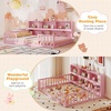 image:imageGiantex Twin Floor Bed with Fence for Kids Wooden Montessori Bed Frame with Lockable Door amp Guardrails Low Floor Beds for Kids Boys Girls No Box Spring Needed Without Wood Slats Mint SkyPink