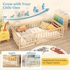 image:imageGiantex Twin Floor Bed with Fence for Kids Wooden Montessori Bed Frame with Lockable Door amp Guardrails Low Floor Beds for Kids Boys Girls No Box Spring Needed Without Wood Slats Mint SkyNatural