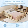 image:imageGiantex Twin Floor Bed with Fence for Kids Wooden Montessori Bed Frame with Lockable Door amp Guardrails Low Floor Beds for Kids Boys Girls No Box Spring Needed Without Wood Slats Mint SkyNatural