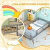 image:imageGiantex Twin Floor Bed with Fence for Kids Wooden Montessori Bed Frame with Lockable Door amp Guardrails Low Floor Beds for Kids Boys Girls No Box Spring Needed Without Wood Slats Mint SkyGrey