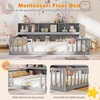 image:imageGiantex Twin Floor Bed with Fence for Kids Wooden Montessori Bed Frame with Lockable Door amp Guardrails Low Floor Beds for Kids Boys Girls No Box Spring Needed Without Wood Slats Mint SkyGrey