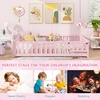 image:imageGiantex Twin Floor Bed with Fence for Kids Wooden Montessori Bed Frame with Lockable Door amp Guardrails Low Floor Beds for Kids Boys Girls No Box Spring Needed Without Wood Slats Mint SkyPink