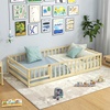 image:imageGiantex Twin Floor Bed with Fence for Kids Wooden Montessori Bed Frame with Lockable Door amp Guardrails Low Floor Beds for Kids Boys Girls No Box Spring Needed Without Wood Slats Mint SkyNatural