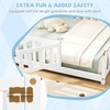 image:imageGiantex Twin Floor Bed with Fence for Kids Wooden Montessori Bed Frame with Lockable Door amp Guardrails Low Floor Beds for Kids Boys Girls No Box Spring Needed Without Wood Slats Mint SkyWhite